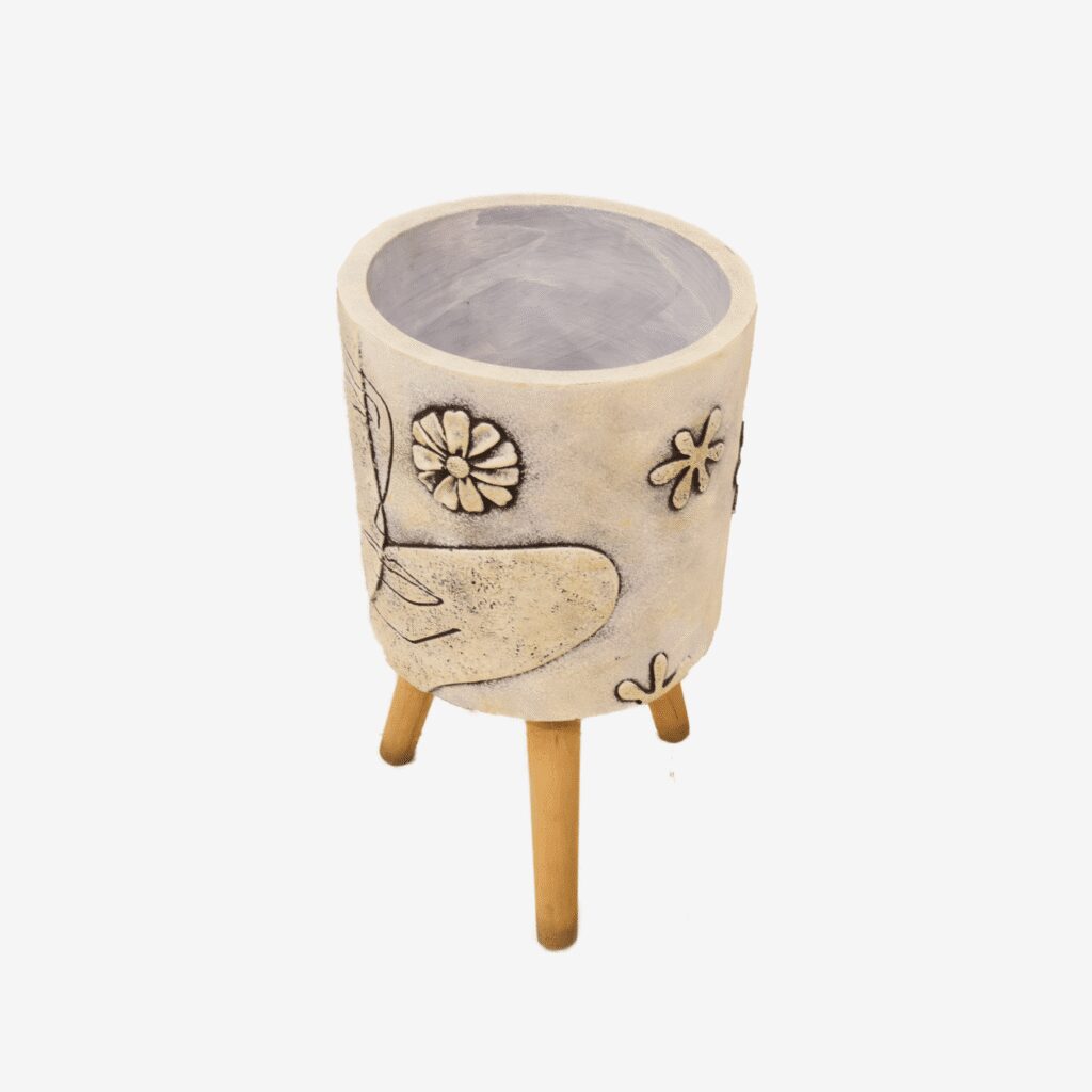 Flora Stone Tripod Planter