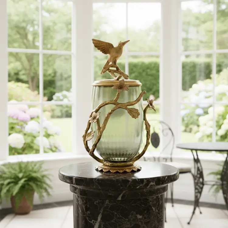 Glass and metal bird sculpture