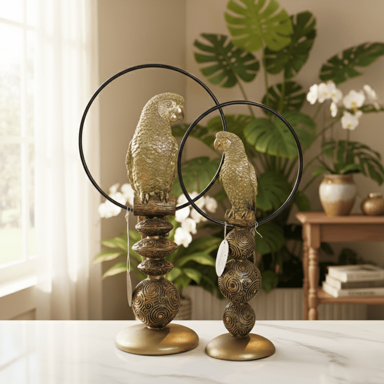 Gilded perch sculptures