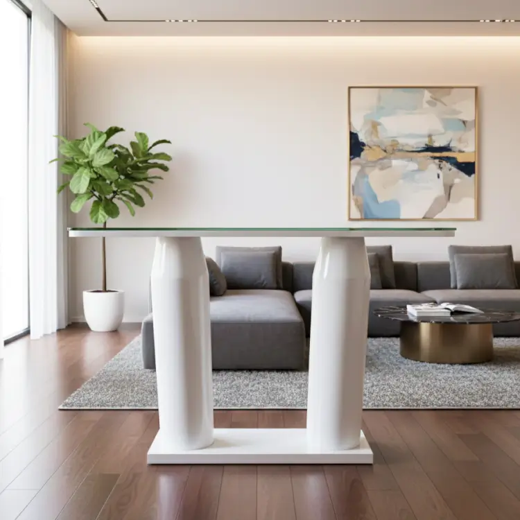 Glass Pedestal Console