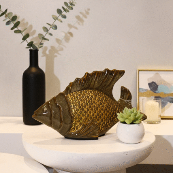 Golden Fish Accent Statue