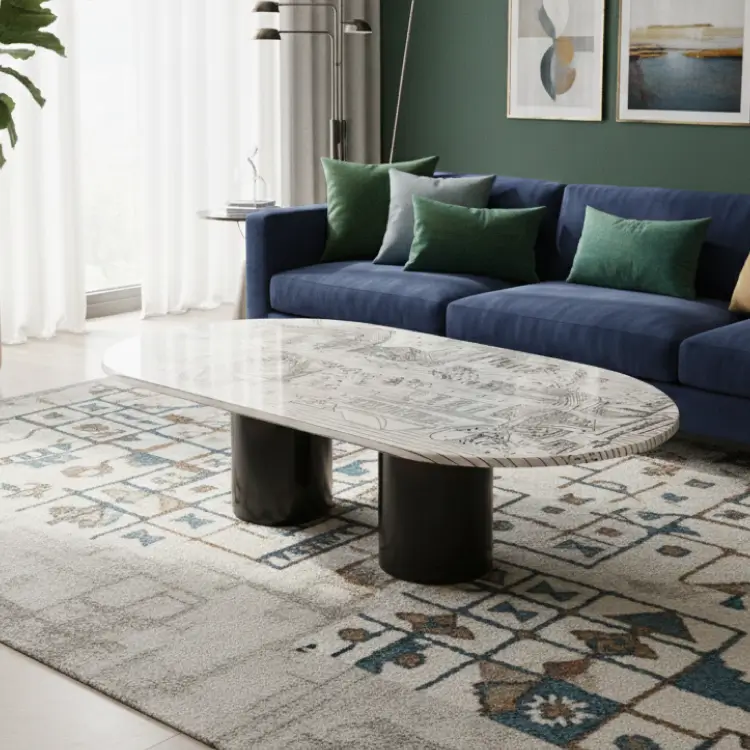 Patterned Oval Coffee Table